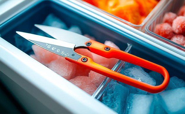 Замораживание ножниц – отличный способ облегчить механическую очистку Замораживание ножниц перед очисткой