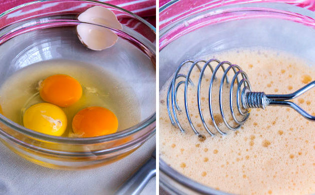 Смешать яйца с каннамаслом