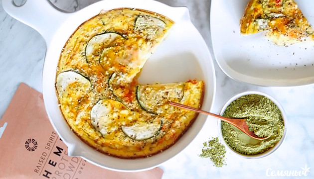 Фриттата с конопляным белком Готовая фриттата и конопляный протеин